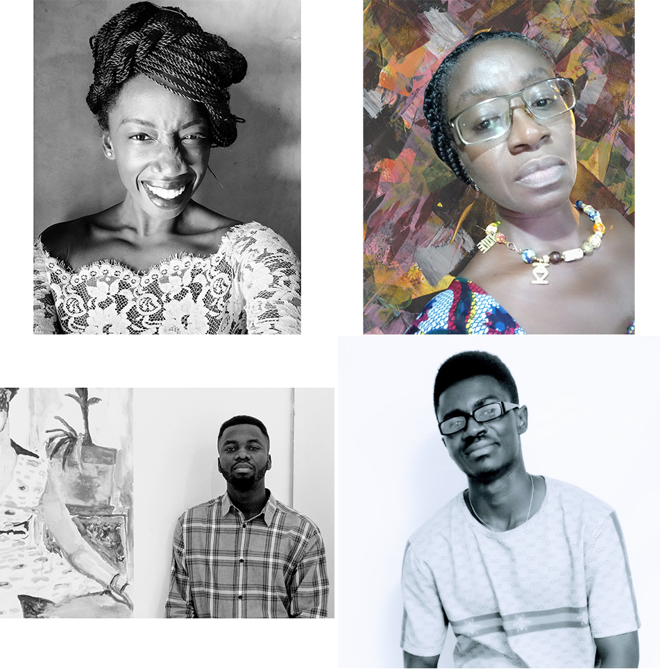 Four photographed portraits of writers from Ghana.